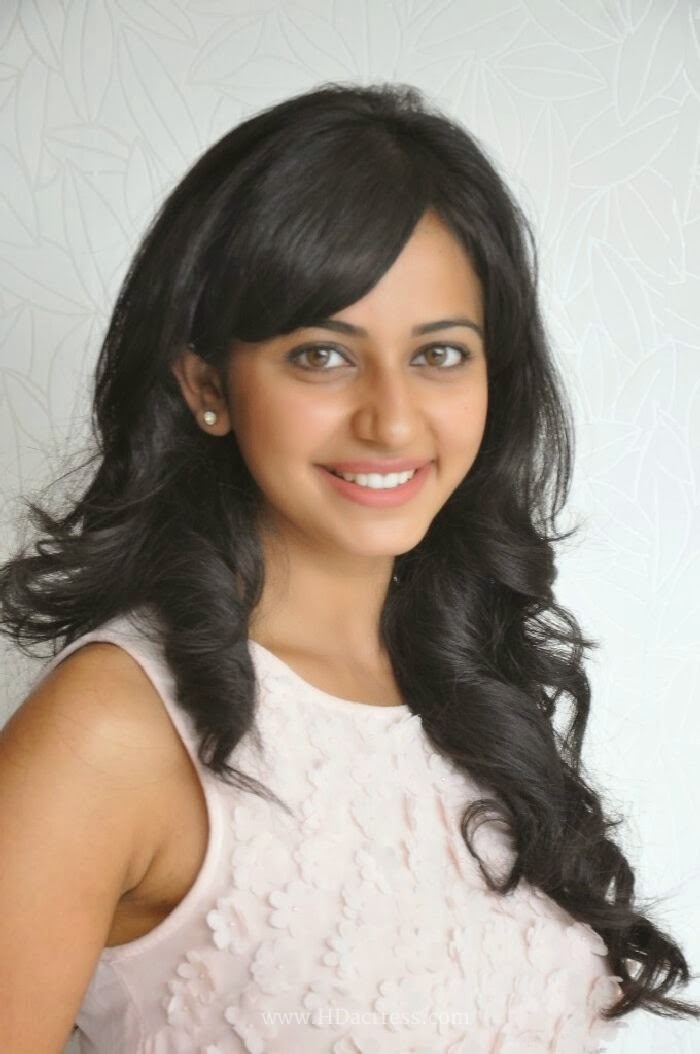 Rakul Preet Singh Long Hair Photos In White Dress