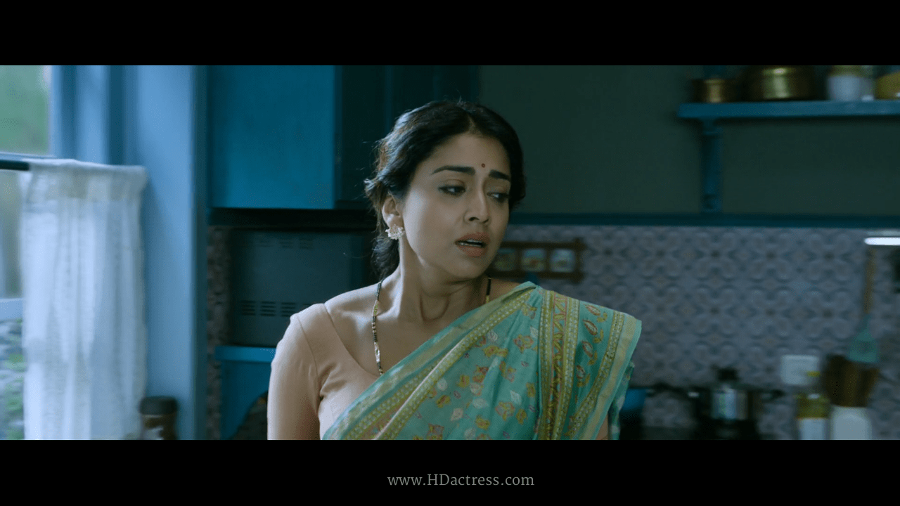 Queen Shriya Saran Seductive Navel Show Hot in Drishyam 2