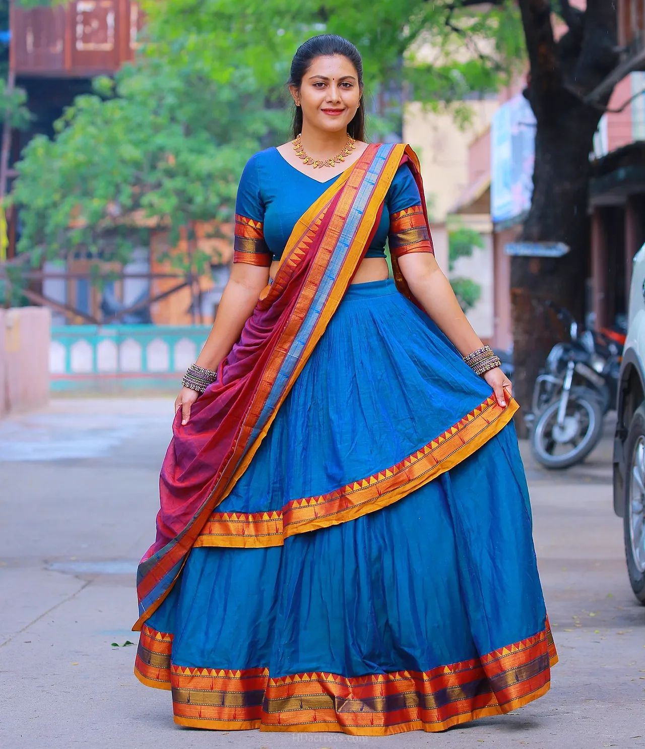 Indian TV Actress Priyanka Naidu in Blue Lehenga Choli | HDactress.com