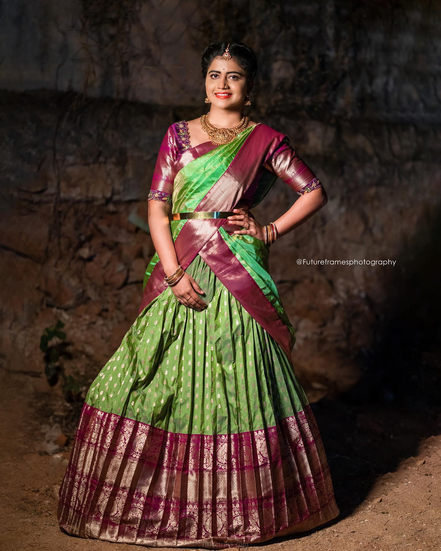 Indian TV Actress Shiva Jyothi in Green Lehenga Choli | HDactress.com