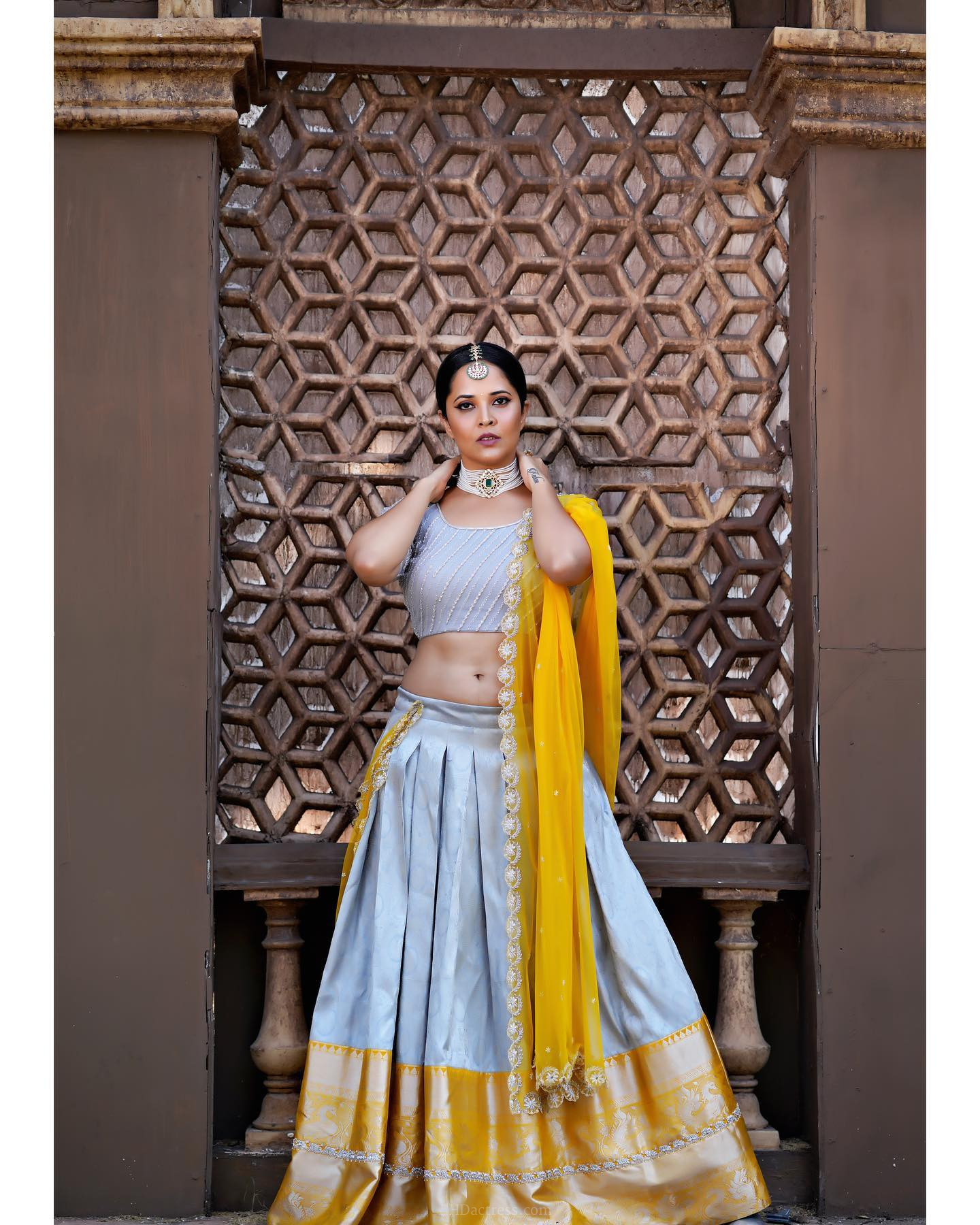 Indian Actress Anasuya Bharadwaj In Blue Lehenga Choli | HDactress.com