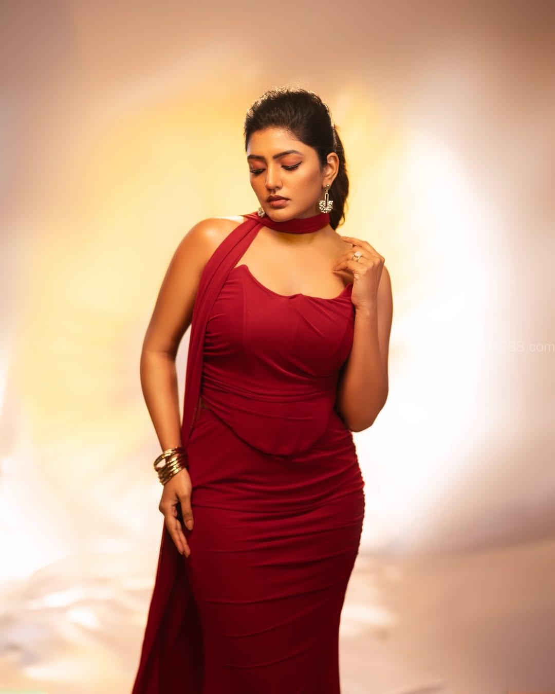 Eesha Rebba Slays in Strapless Red Slit Gown - Image 1
