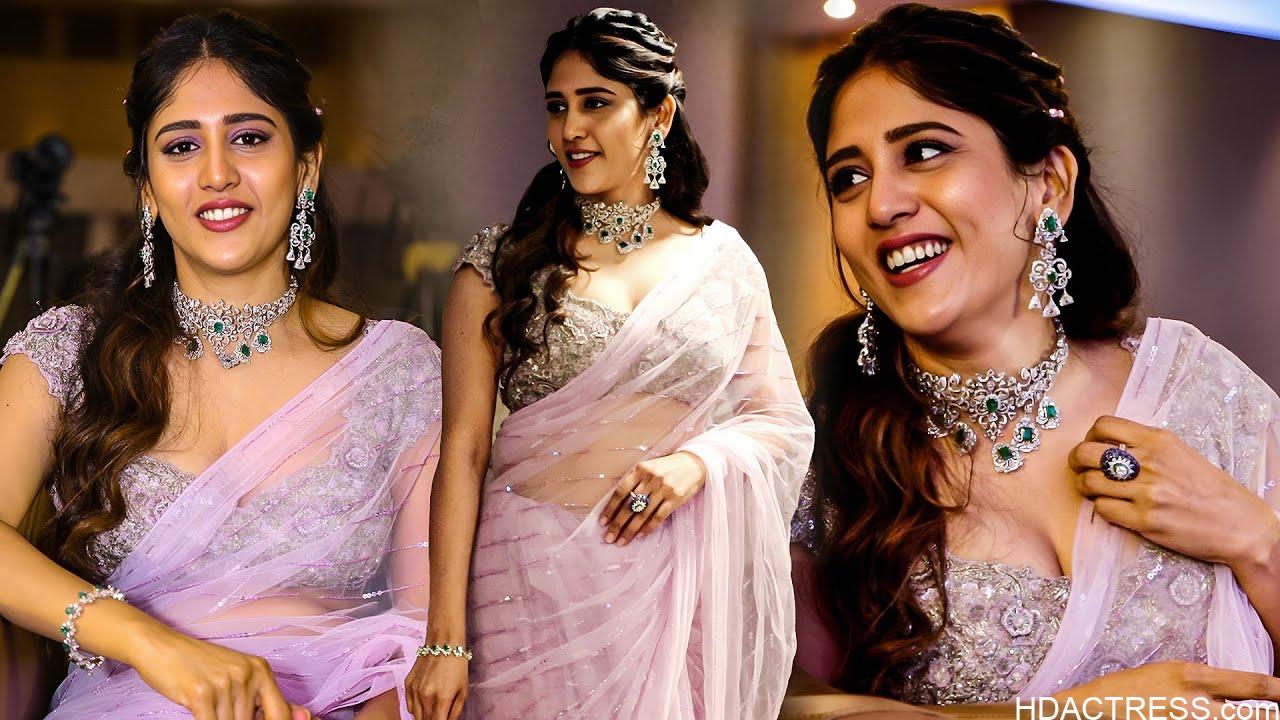 Chandini Chowdary boobs in transparent saree