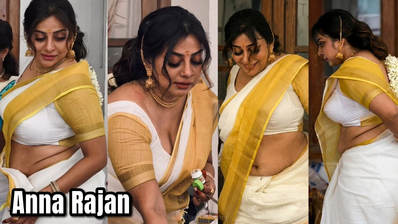 Kerala Actress Anna Rajan in Elegant Deep Neckline Blouse– Photos Trending - Image 1