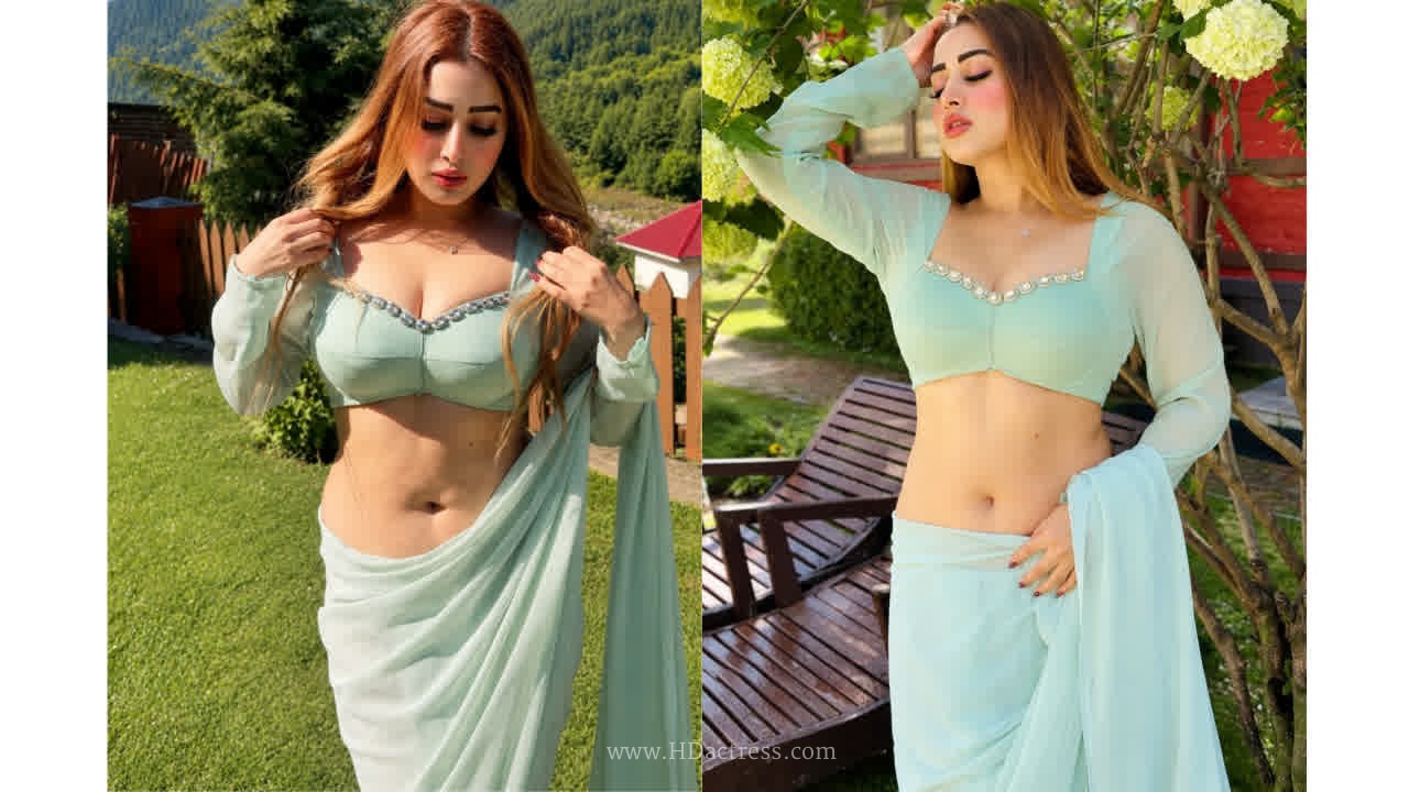 Jiya Roy Looks Gorgeous In Elegant Mint Green Saree..