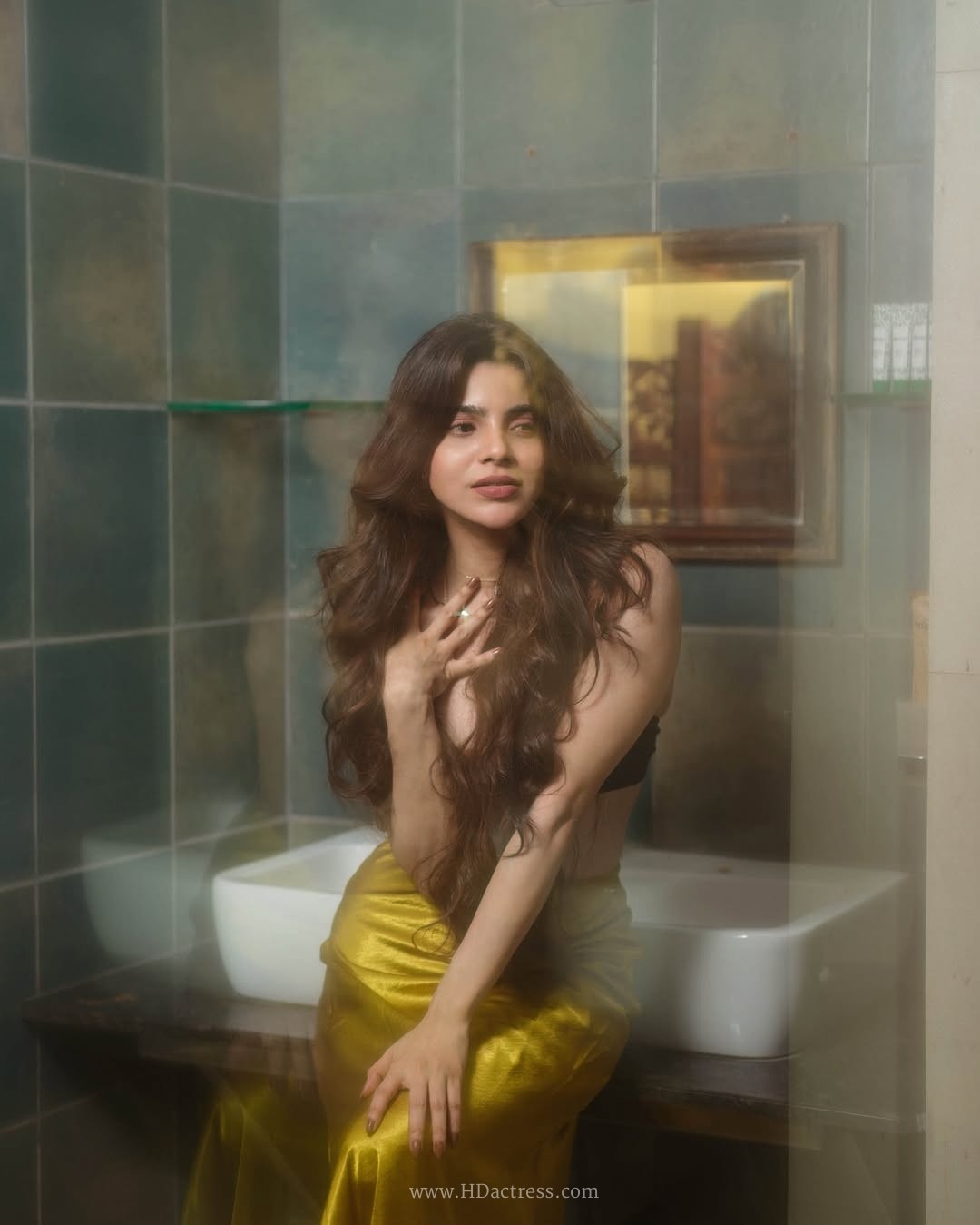 Divya bharathi’s striking retro vibe poses in bold crop top and silk skirt.. - Image 7 Divya bharathi’s striking retro vibe poses in bold crop top and silk skirt.. - Image 7