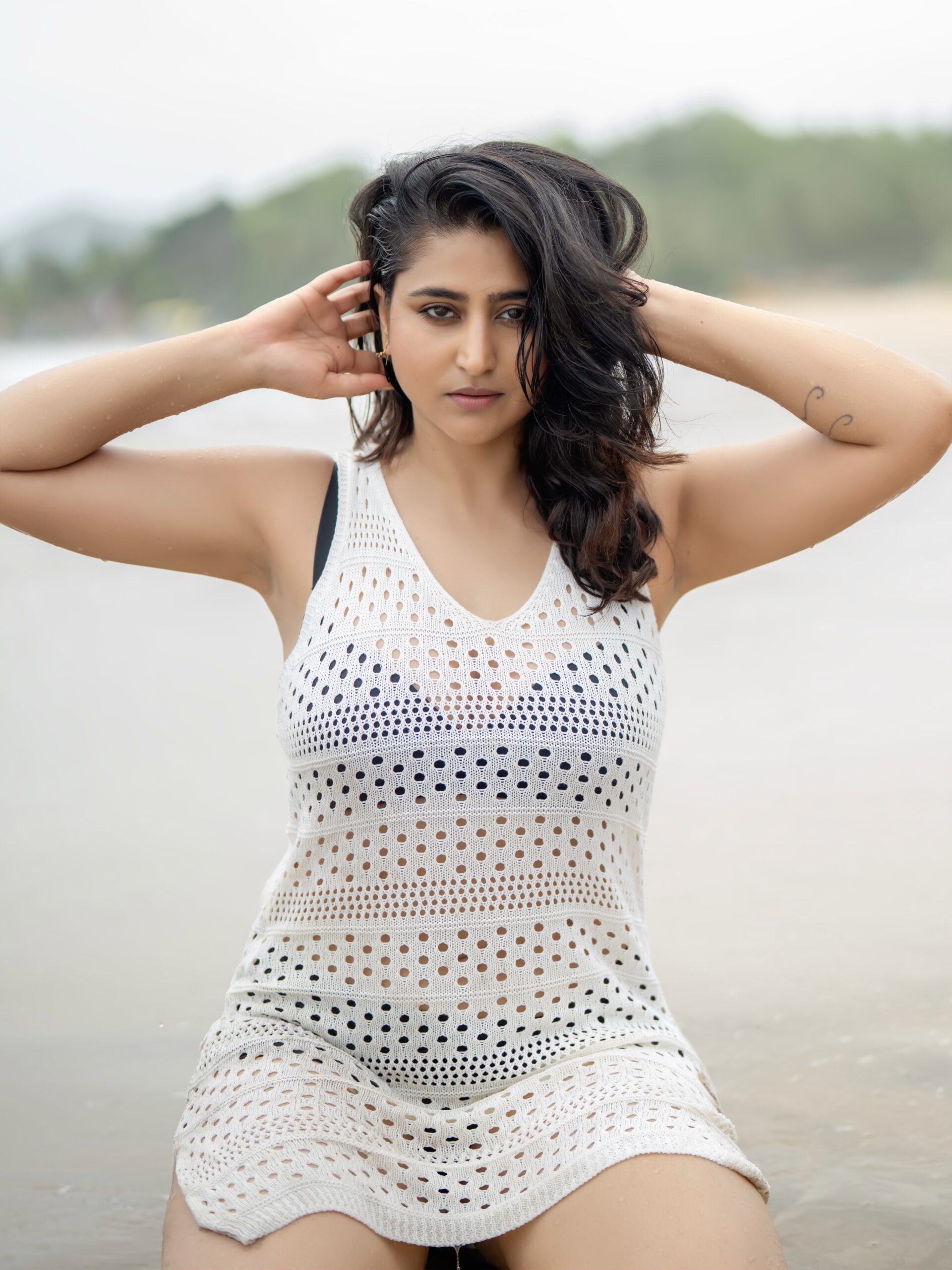 Varshini Sounderajan Sizzles in a See-Through Mesh Cover-Up Beach Dress