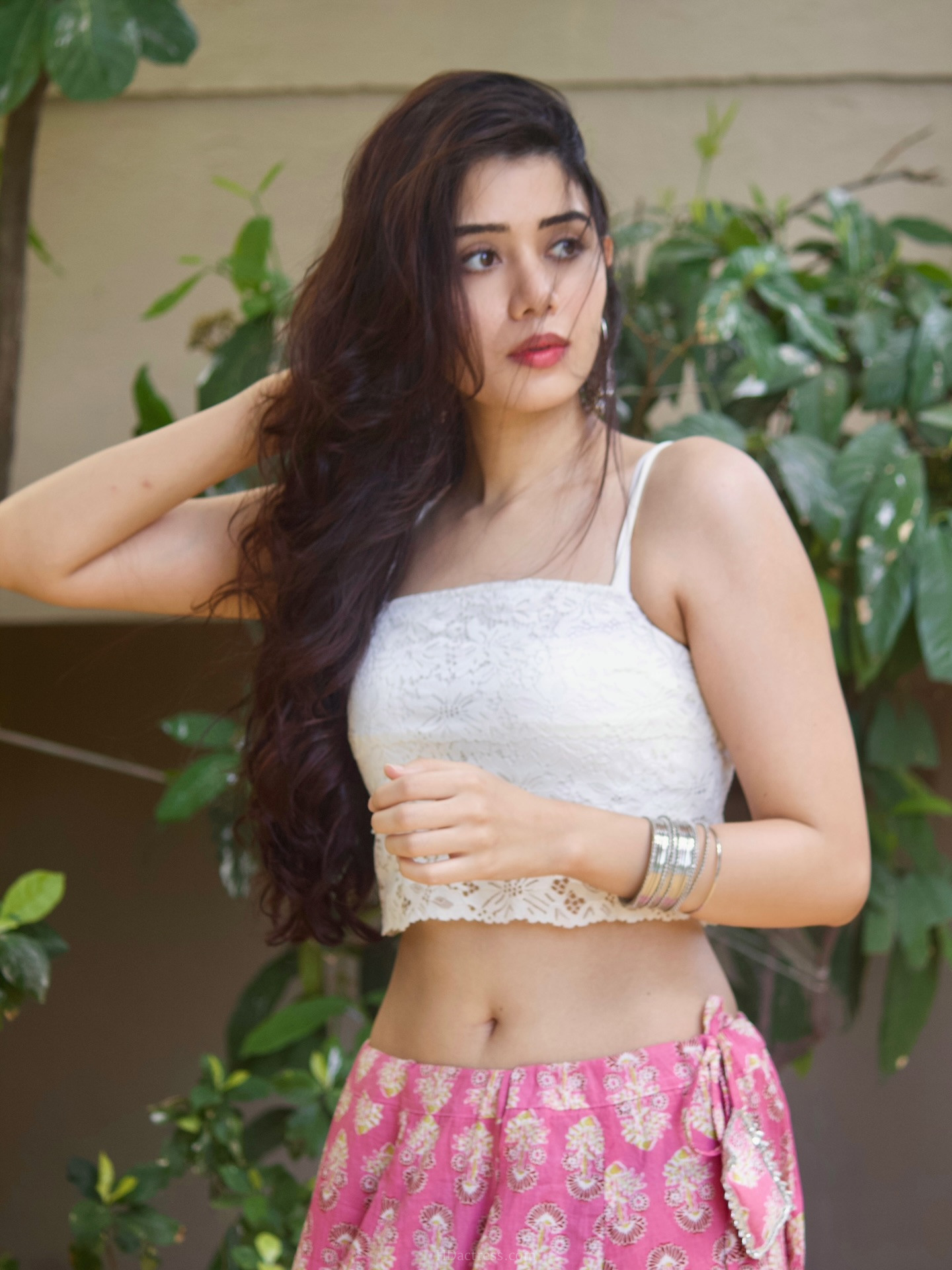Aarti Chikara armpits in white lace crop top and pink lehenga skirt Aarti Chikara armpits in white lace crop top and pink lehenga skirt