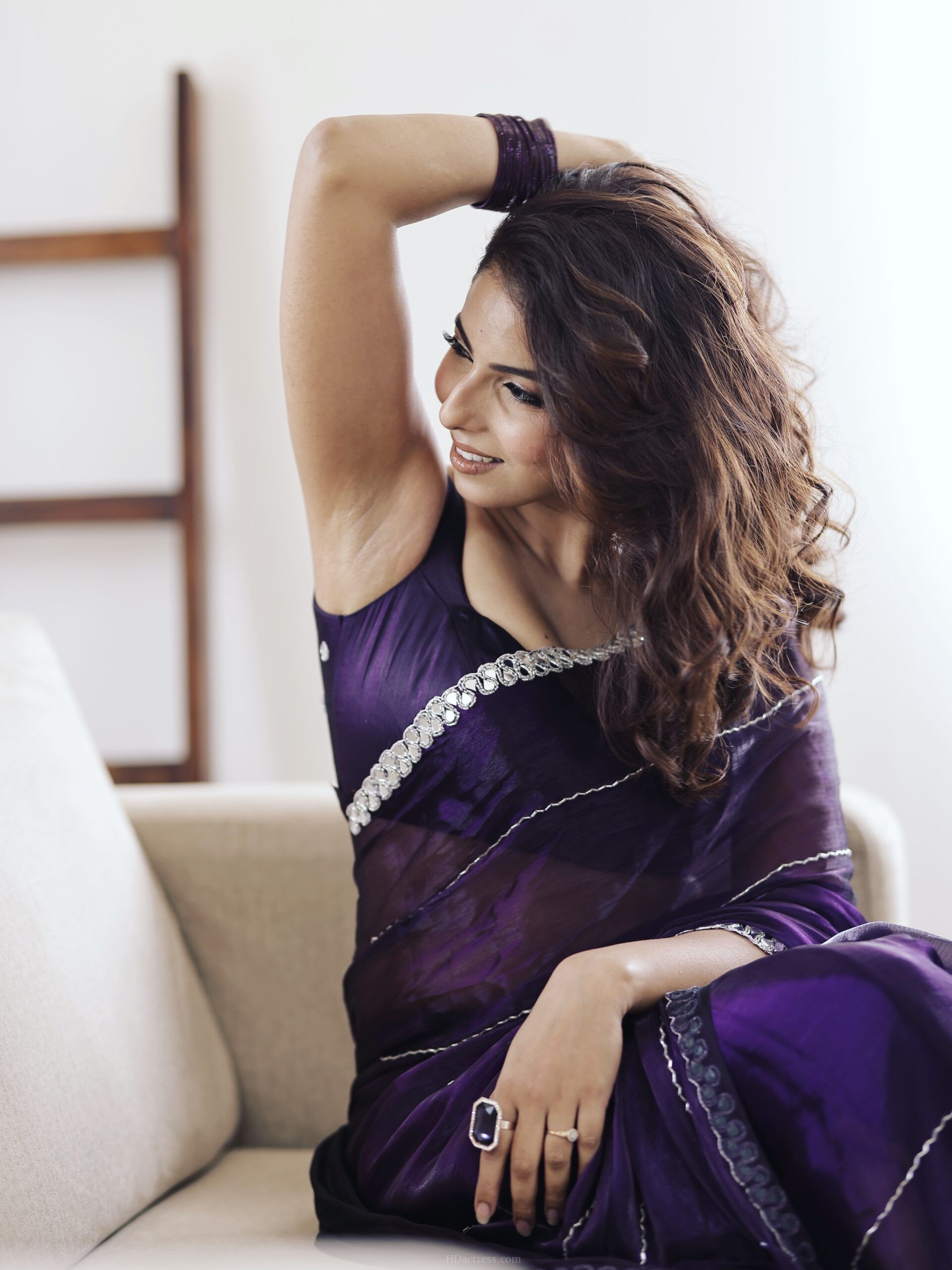 Priya Latest Purple Organza Saree Pics