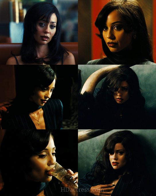 Alexa Demie starring as Maddy Perez in the Euphoria series finale, showcasing her signature bold makeup, sharp winged eyeliner, and iconic, high-fashion aesthetic.