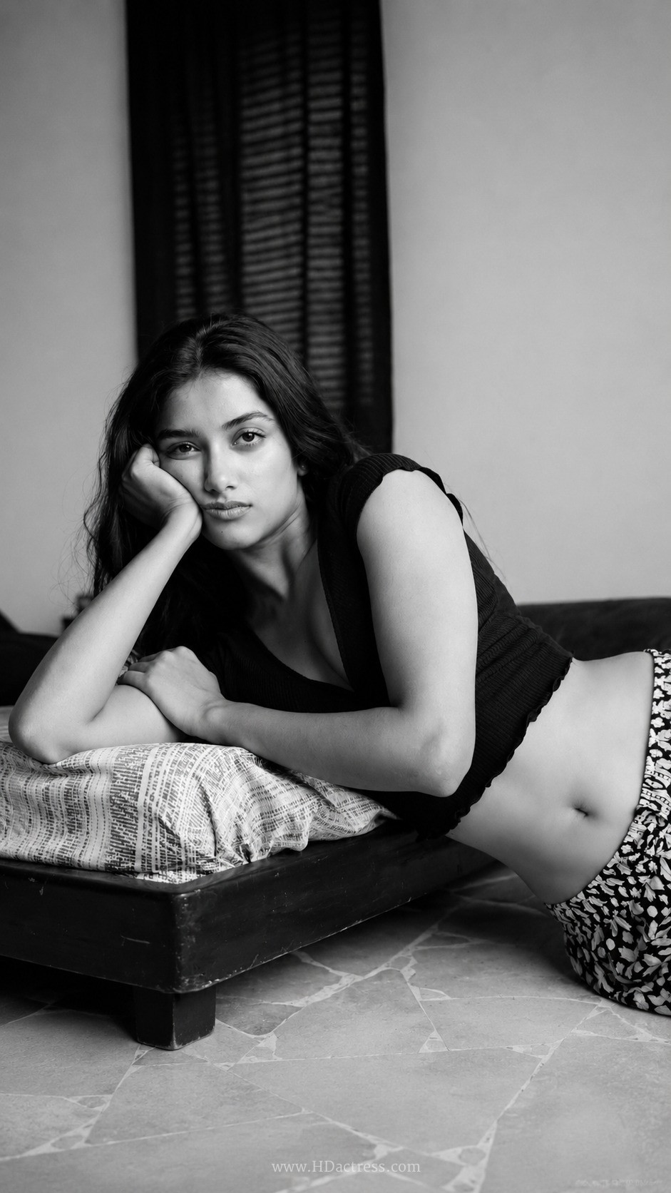 Bhagyashri Borse Stuns in Plunging Black V-Neck Top