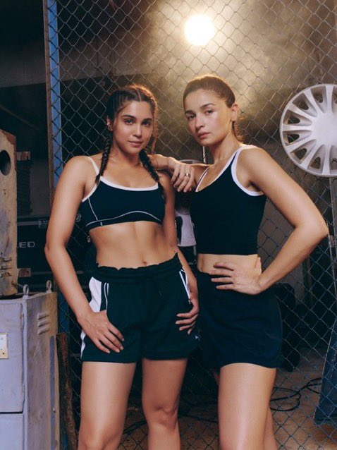 alia bhatt, sharvari wagh, sports bra, curves, alpha movie, bollywood fitness, gym workout, celebrity style, yrf spy universe, viral photo, athleisure fashion