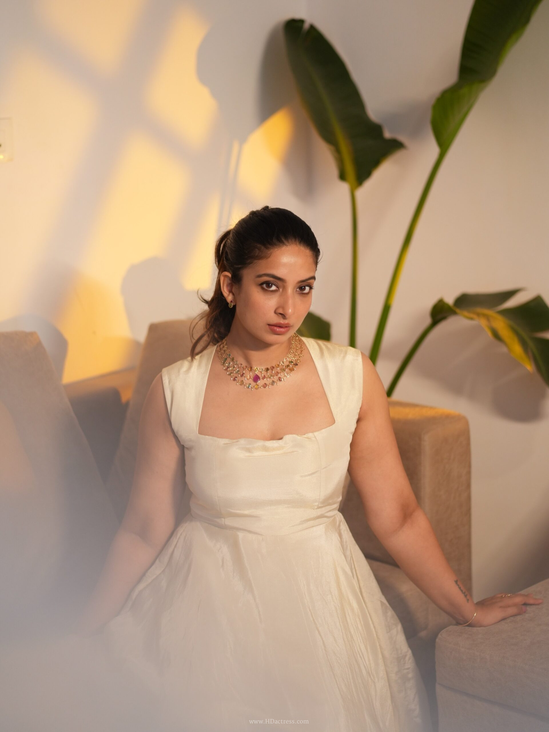 Sizzling Pics: Archenaa Ravi Flaunts Curves in Viral Structured Satin Bodice Trend