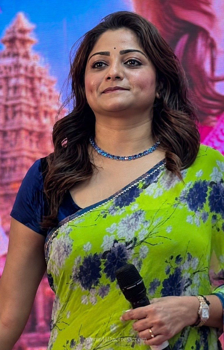Close up of actress Rachitha Ram flaunting her beautiful smile and shapely figure at the promotional launch of her film Ayogya 2.