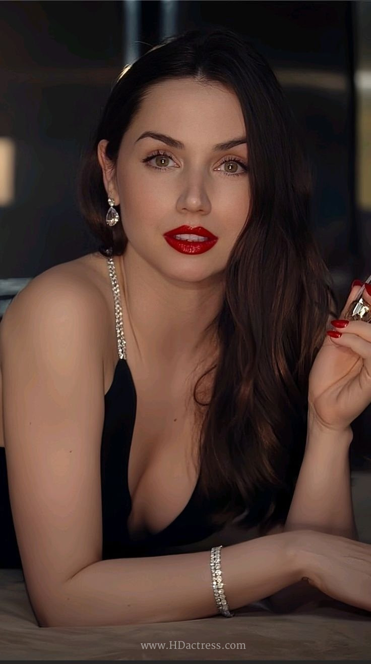 Actress Ana de Armas looking effortlessly beautiful during a sleek, high-fashion magazine cover shoot.