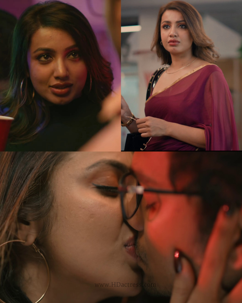 Actress Tejaswi Madivada sharing an intense, romantic car liplock scene in a dramatic moment from the Telugu web series Arthamainda Arun Kumar.