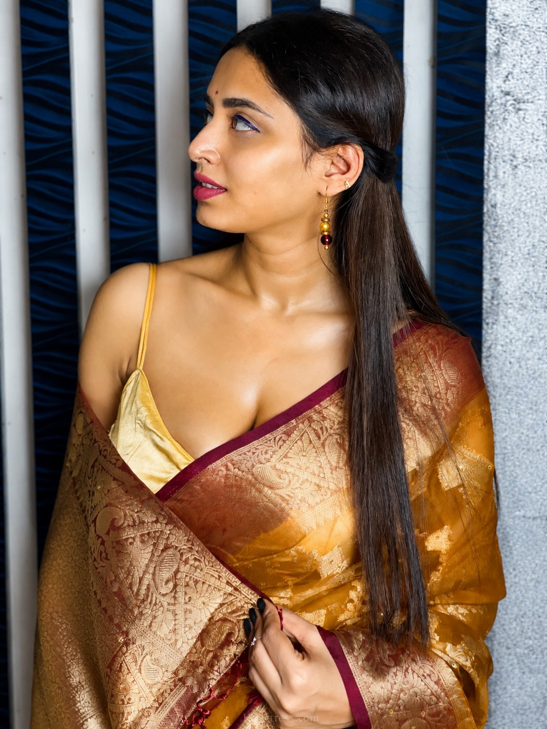 Kashish J Chopra Latest Mustard Gold Saree Pics - Image 2 Kashish J Chopra Latest Mustard Gold Saree Pics - Image 2