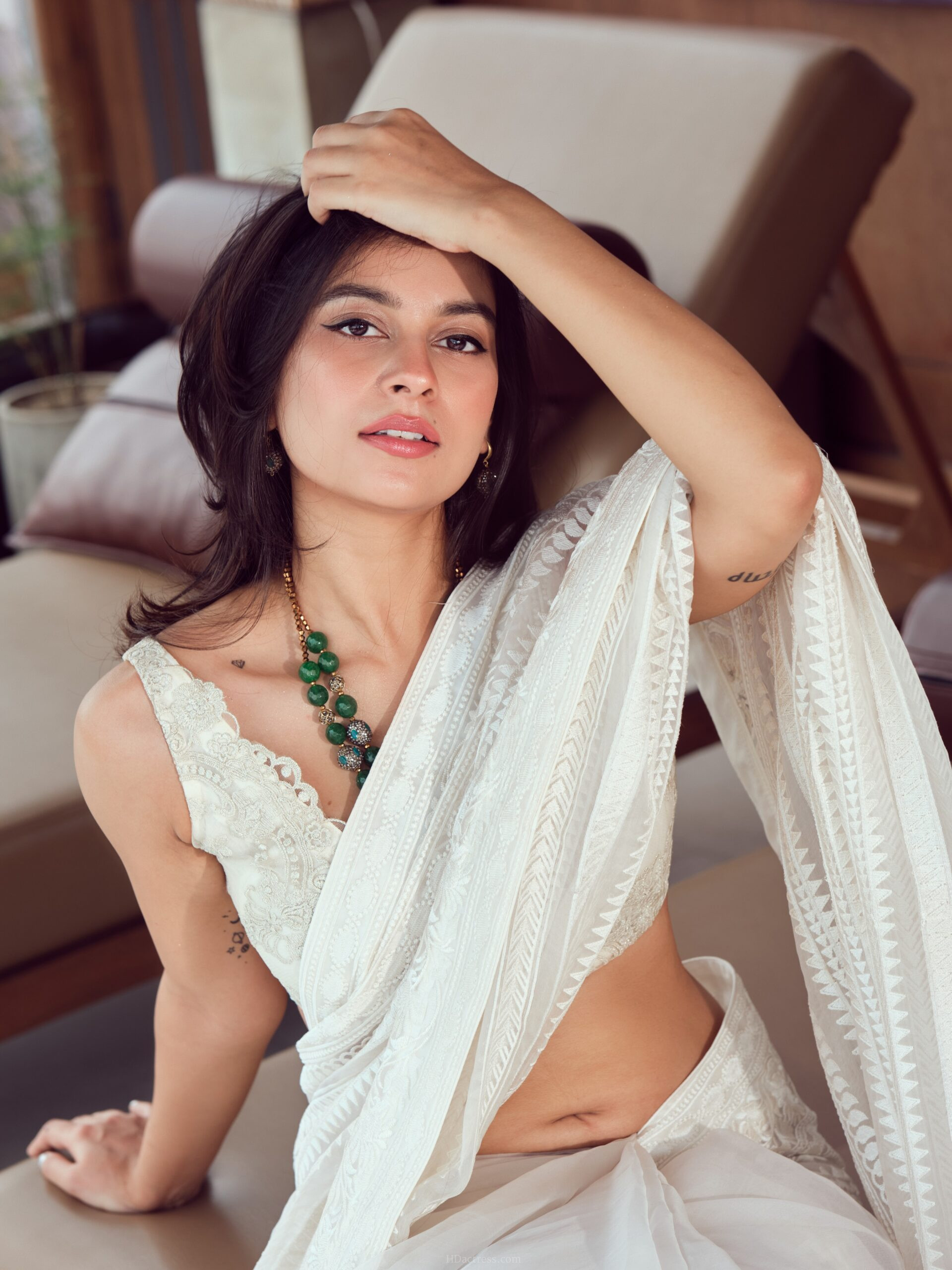 Sunidhi Nayak Latest Off White Saree Pics
