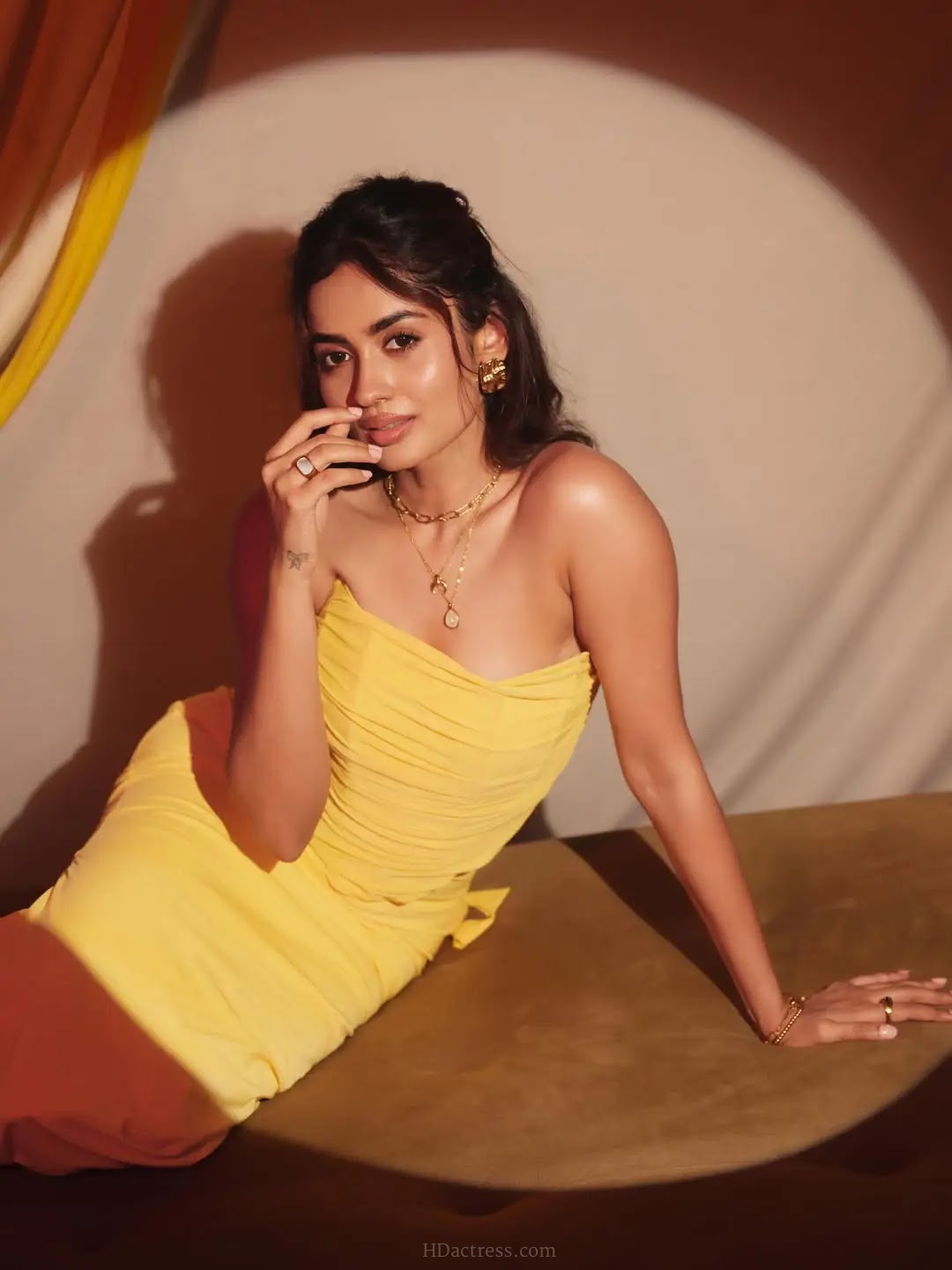 Beautiful Telugu Actress Teju Ashwini Stills in Yellow Gown