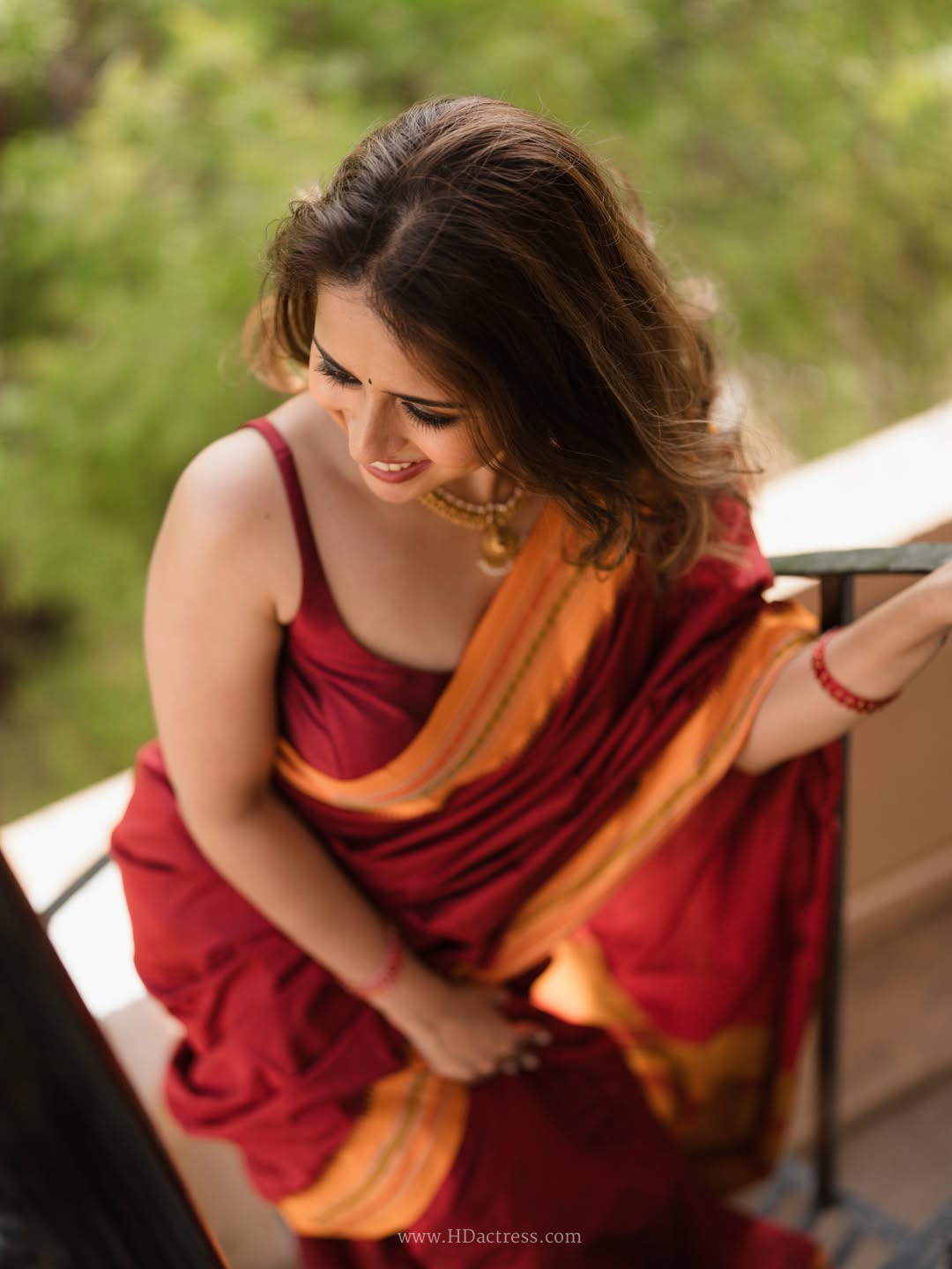 ravallika Damerla in maroon handloom silk saree ravallika Damerla in maroon handloom silk saree