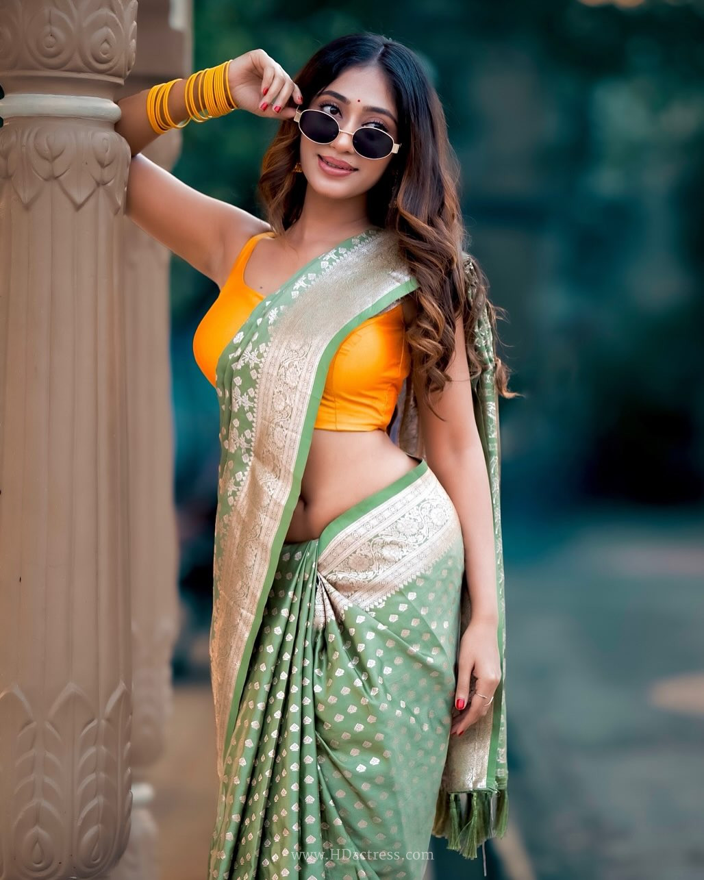 Dustu Paul in sage green Banarasi saree Dustu Paul in sage green Banarasi saree