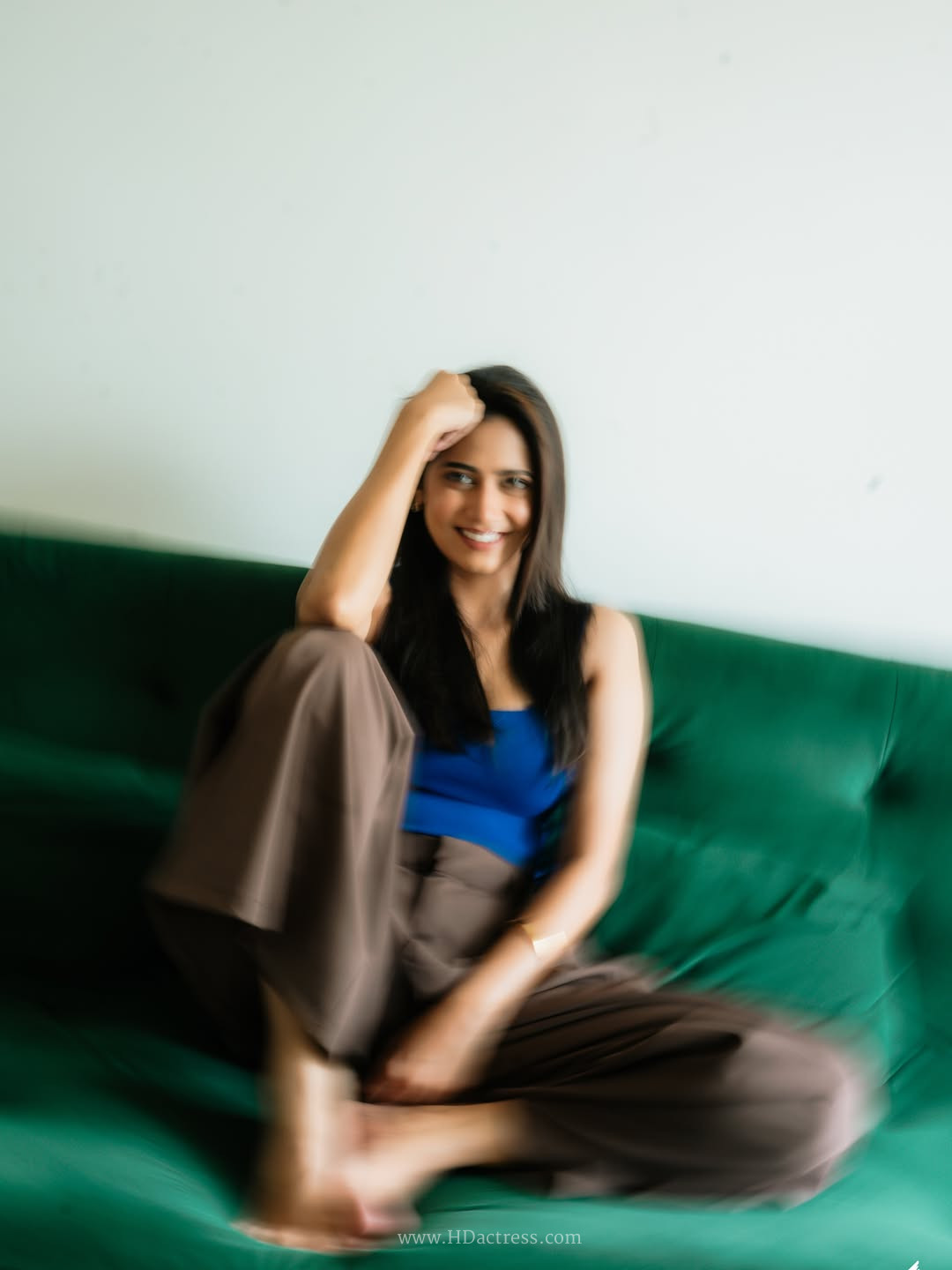 Yogitta Chavan in blue bodysuit and brown trousers Yogitta Chavan in blue bodysuit and brown trousers