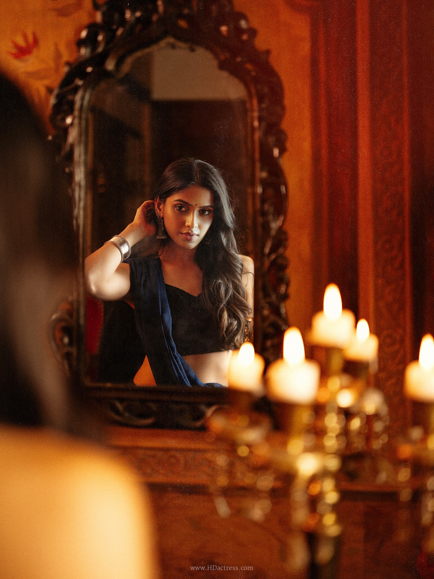 Aashi Bhavsar in indigo linen saree black sleeveless blouse Aashi Bhavsar in indigo linen saree black sleeveless blouse
