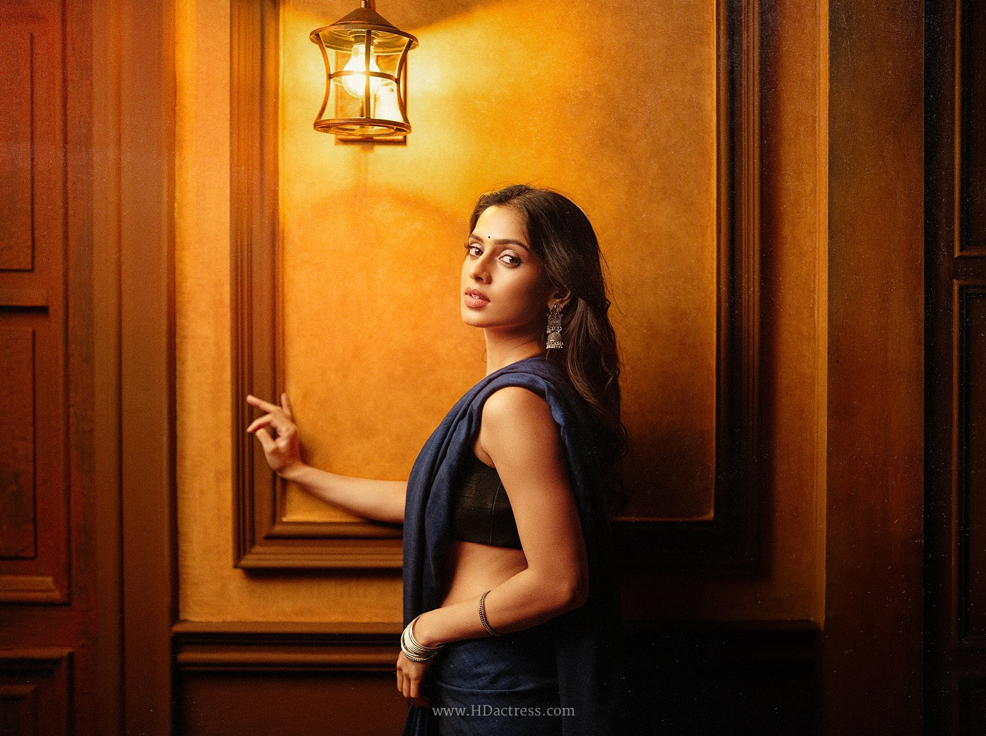 Aashi Bhavsar in indigo linen saree black sleeveless blouse Aashi Bhavsar in indigo linen saree black sleeveless blouse