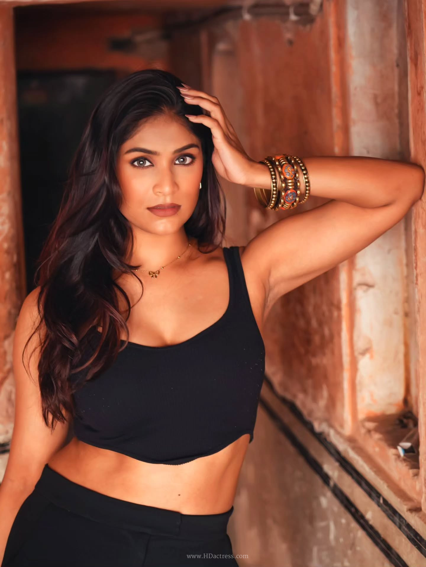 Chiranshi Mathur in black crop top and trousers Chiranshi Mathur in black crop top and trousers