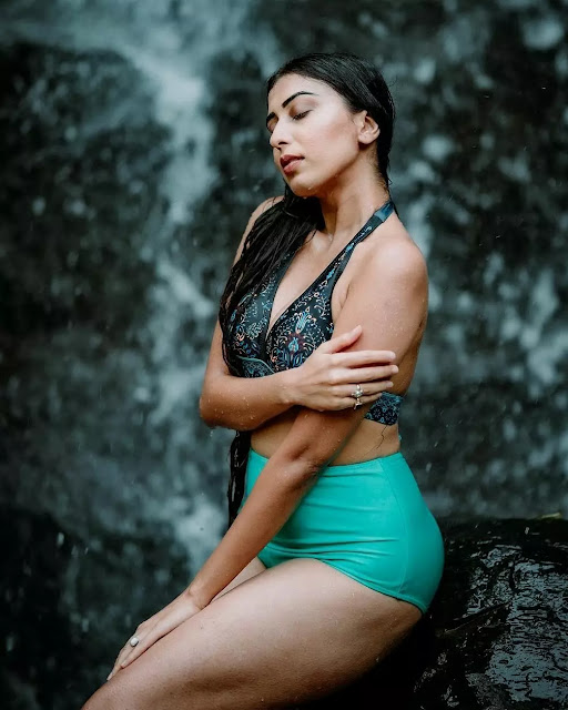 Ruma Sharma in teal halter bikini and turquoise bottoms Ruma Sharma in teal halter bikini and turquoise bottoms