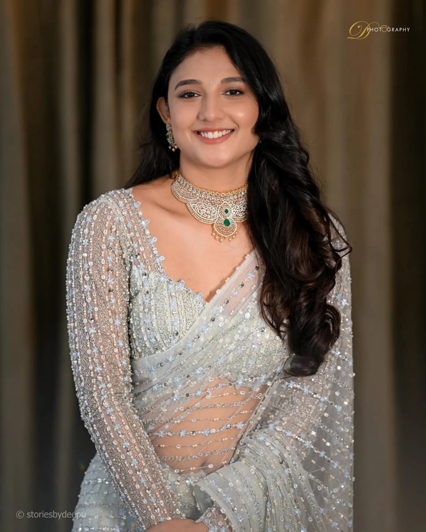 Ritika Nayak in ice blue net saree Ritika Nayak in ice blue net saree