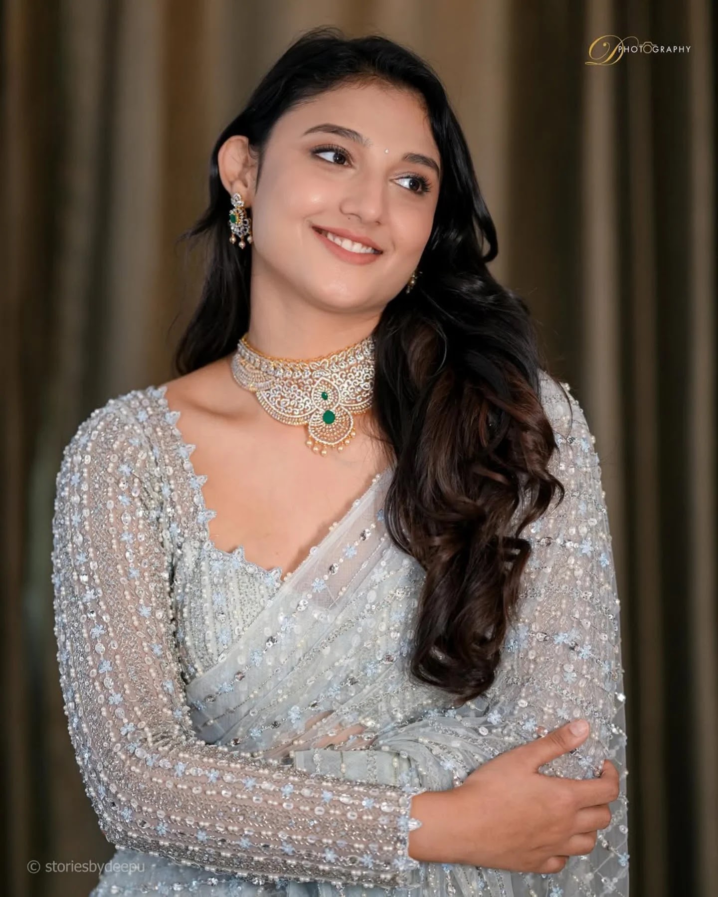Ritika Nayak in ice blue net saree Ritika Nayak in ice blue net saree