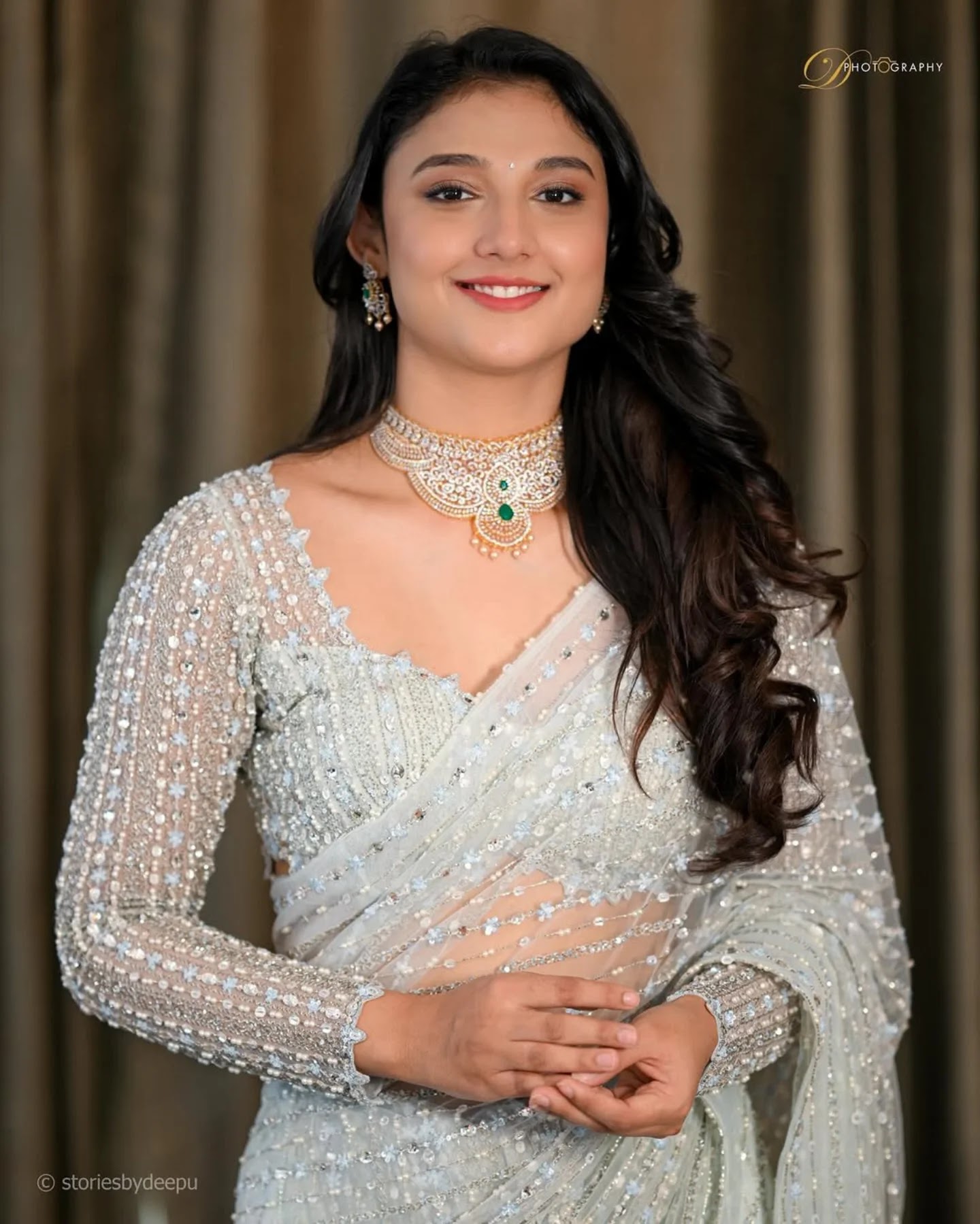 Ritika Nayak in ice blue net saree Ritika Nayak in ice blue net saree