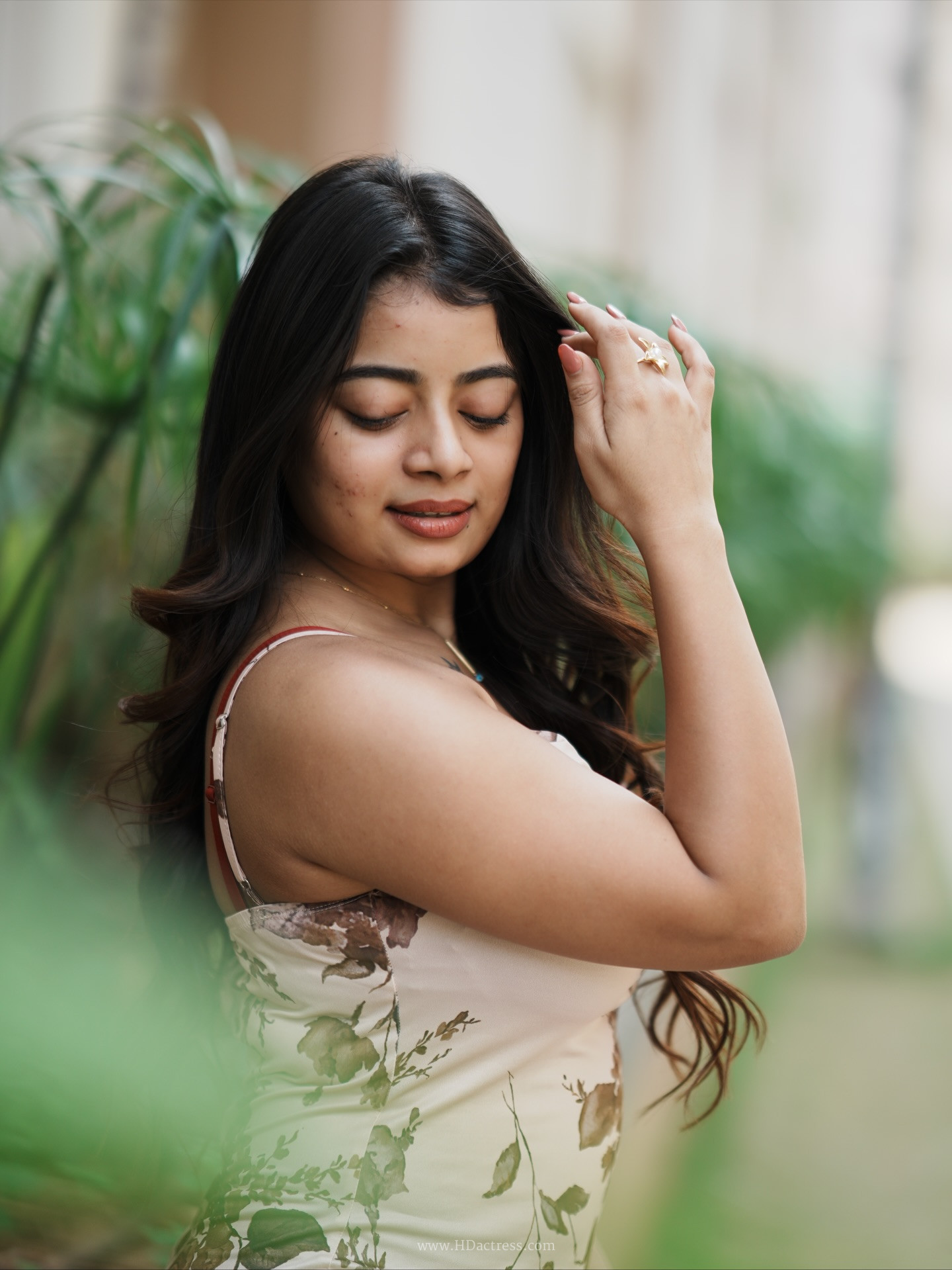 Nainika Anasuru in beige floral slip dress Nainika Anasuru in beige floral slip dress