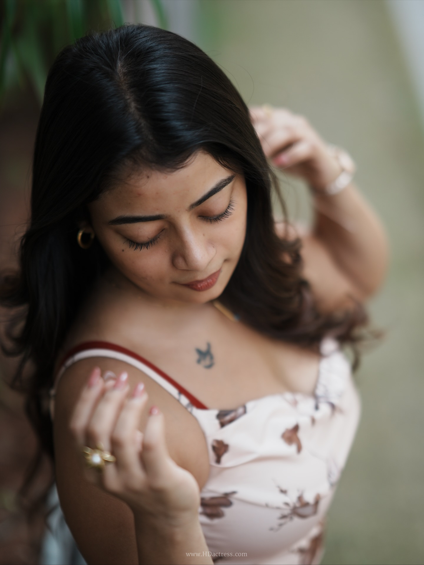 Nainika Anasuru in beige floral slip dress Nainika Anasuru in beige floral slip dress