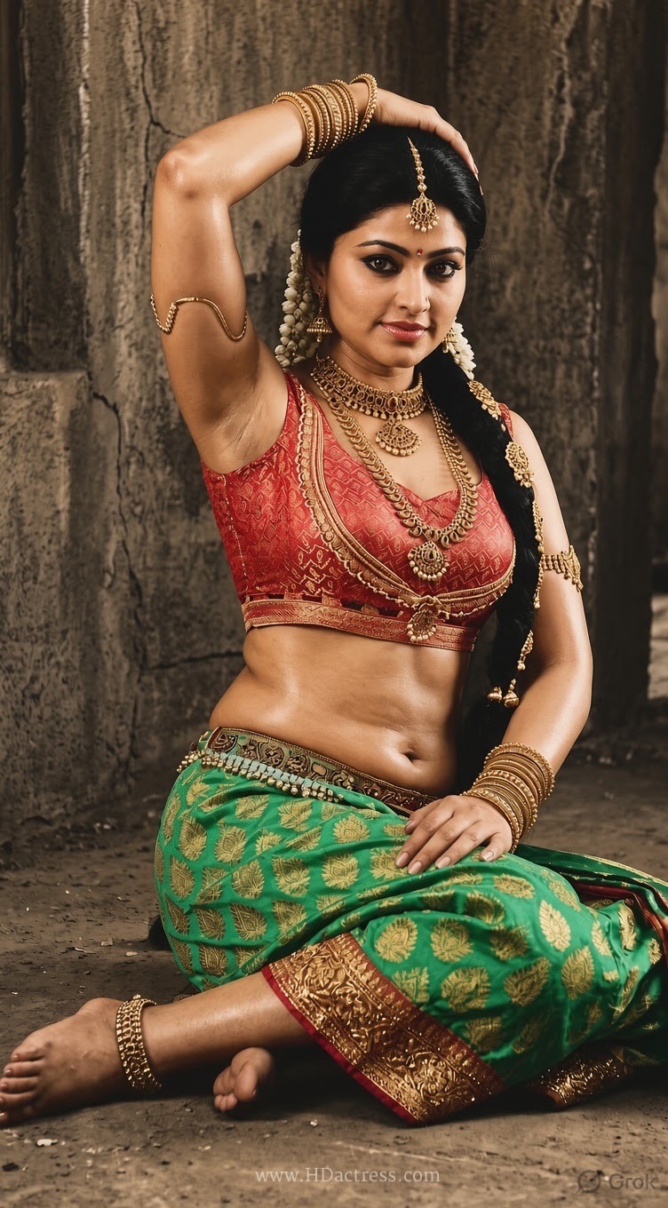 Sneha Looks Gorgeous In Red Blouse And Green Pattu Pavadai – AI Photos - Image 6 Sneha Looks Gorgeous In Red Blouse And Green Pattu Pavadai – AI Photos - Image 6
