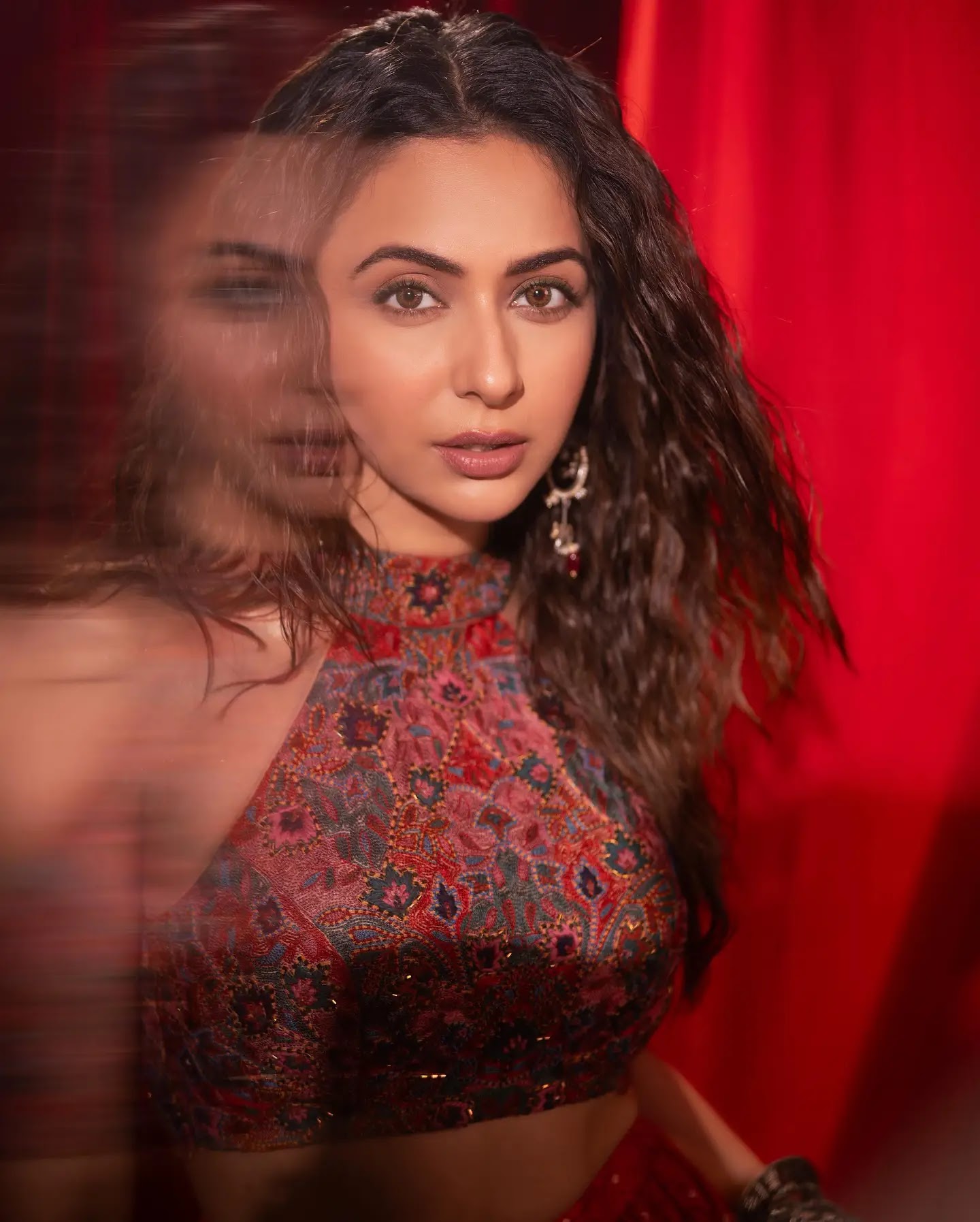 Mumbai Actress Rakul Preet Singh Wearing Stylish Red Lehenga Choli - Image 1