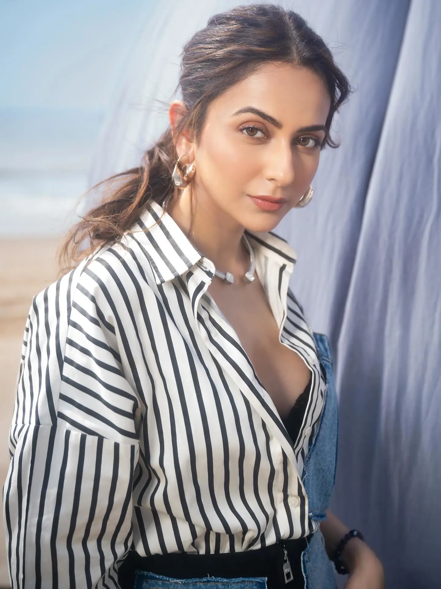 Rakul Preet Singh Stills In White Shirt Blue Skirt - Image 1