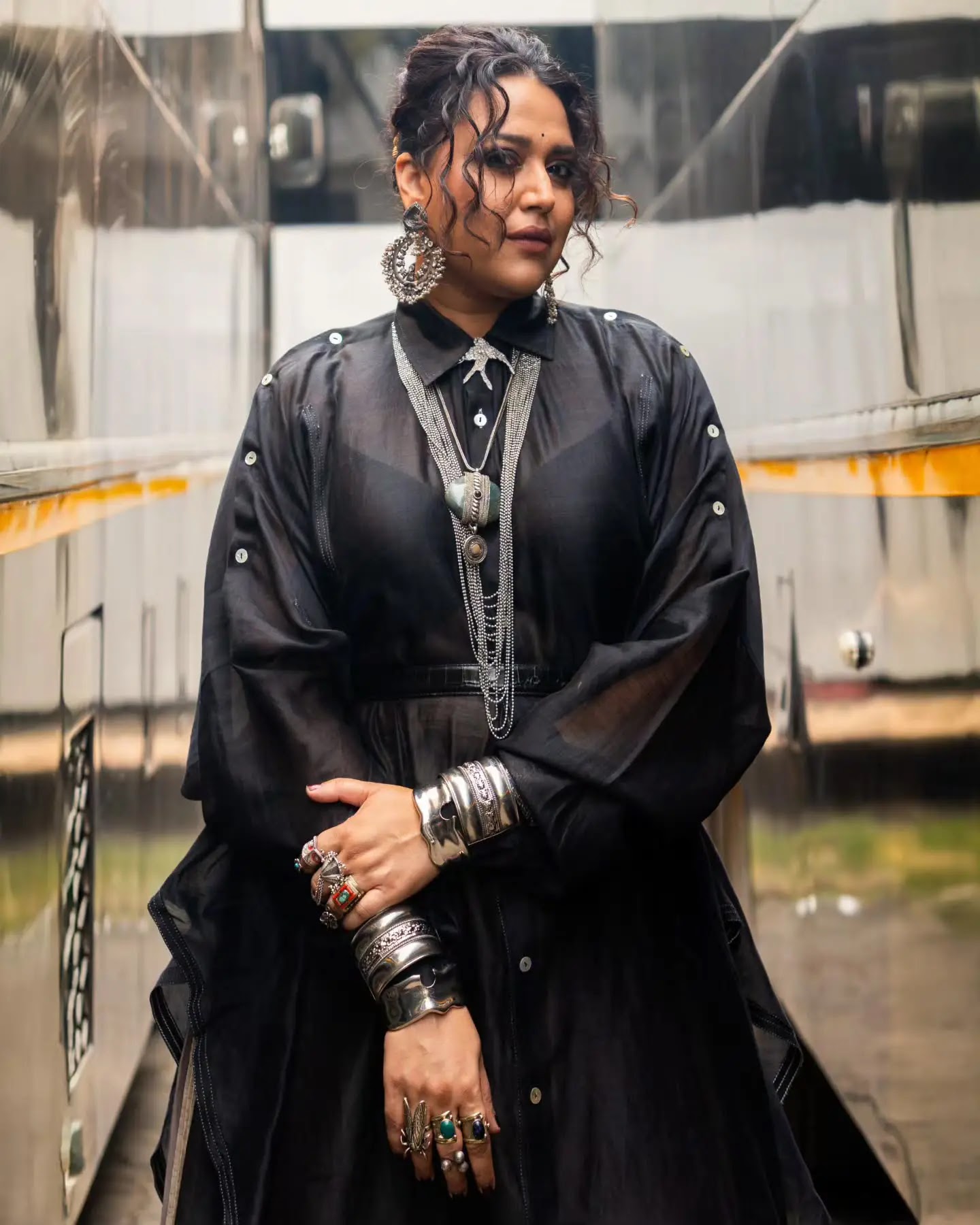 Swara Bhasker Stills In Beautiful Black Dress In Sets