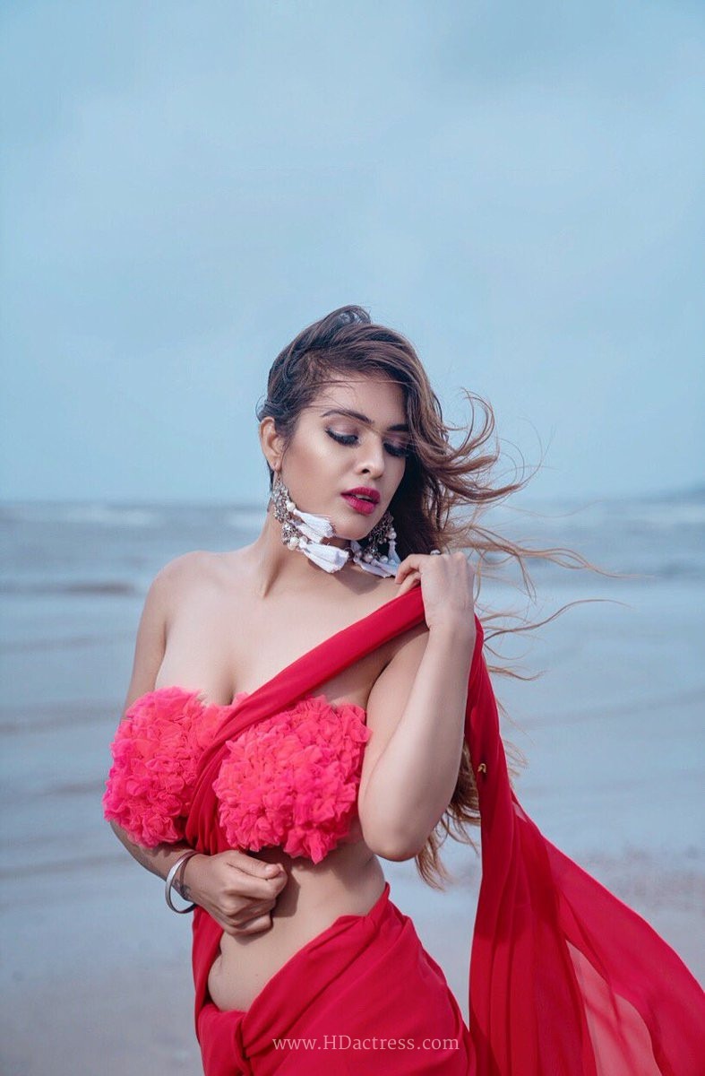Neha Malik Red Saree Latest Pics