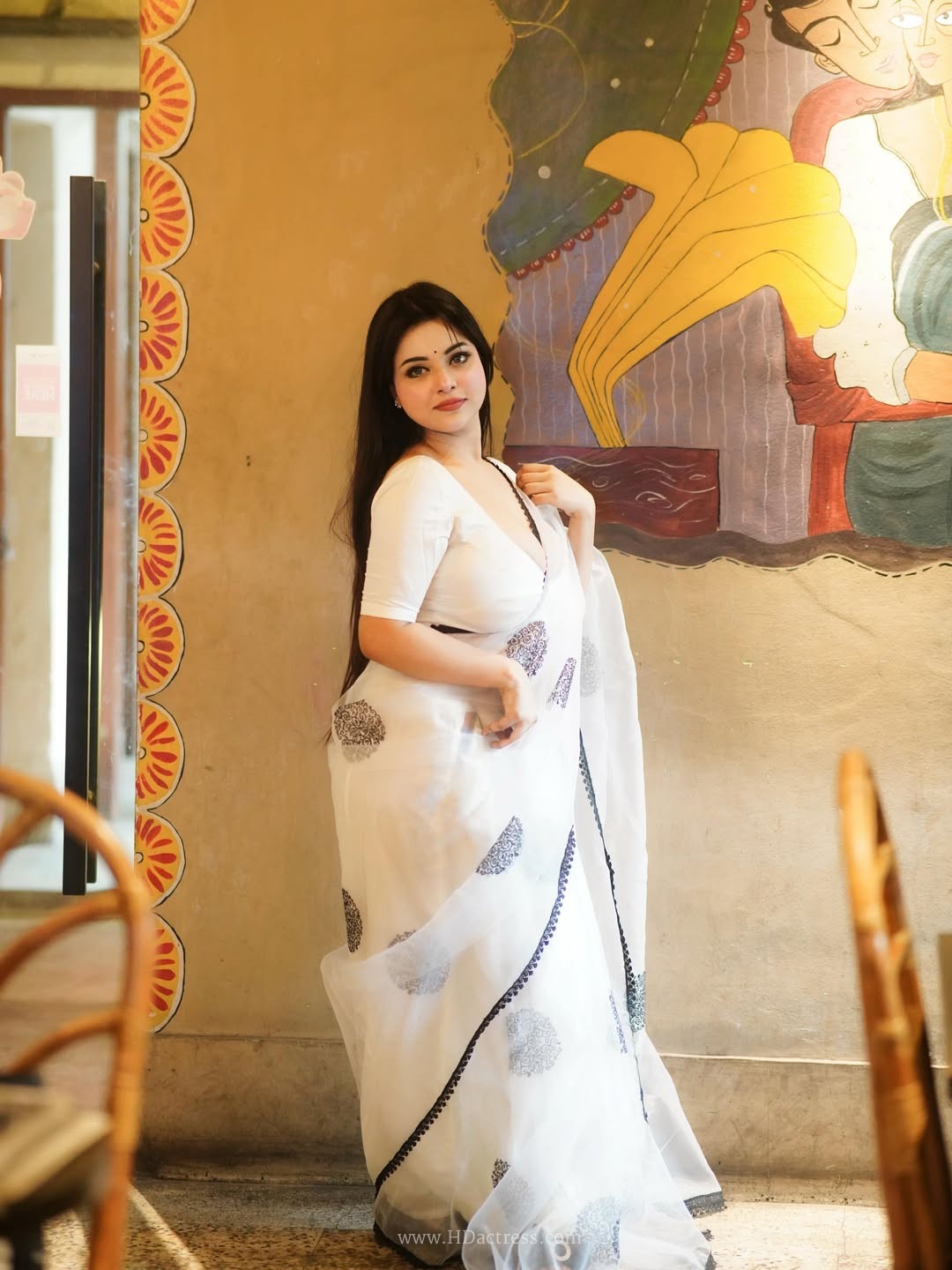 Merina Islam Meghla in white saree Merina Islam Meghla in white saree
