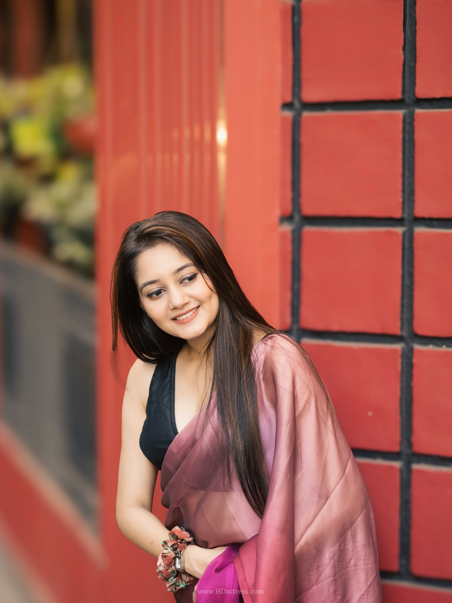 Moumita in ombre satin saree and black blouse Moumita in ombre satin saree and black blouse