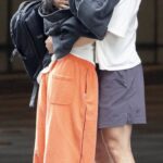 Pinned: Actor Hudson Williams sharing a warm, affectionate goodbye kiss with his girlfriend, tattoo artist Katelyn Rose Larson, while out in Canada.