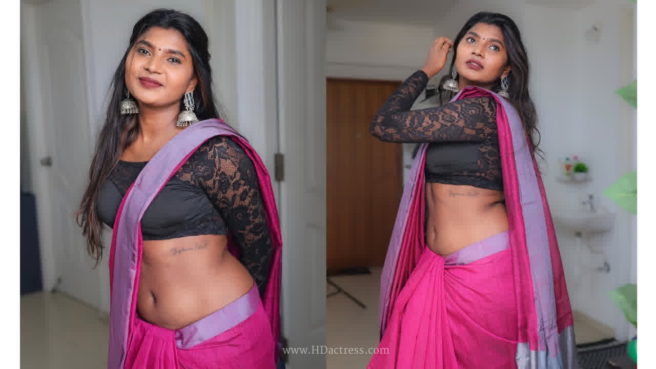Stephina Alex Flaunts Her Toned Belly & Curves Gracefully In Magenta Pink Saree