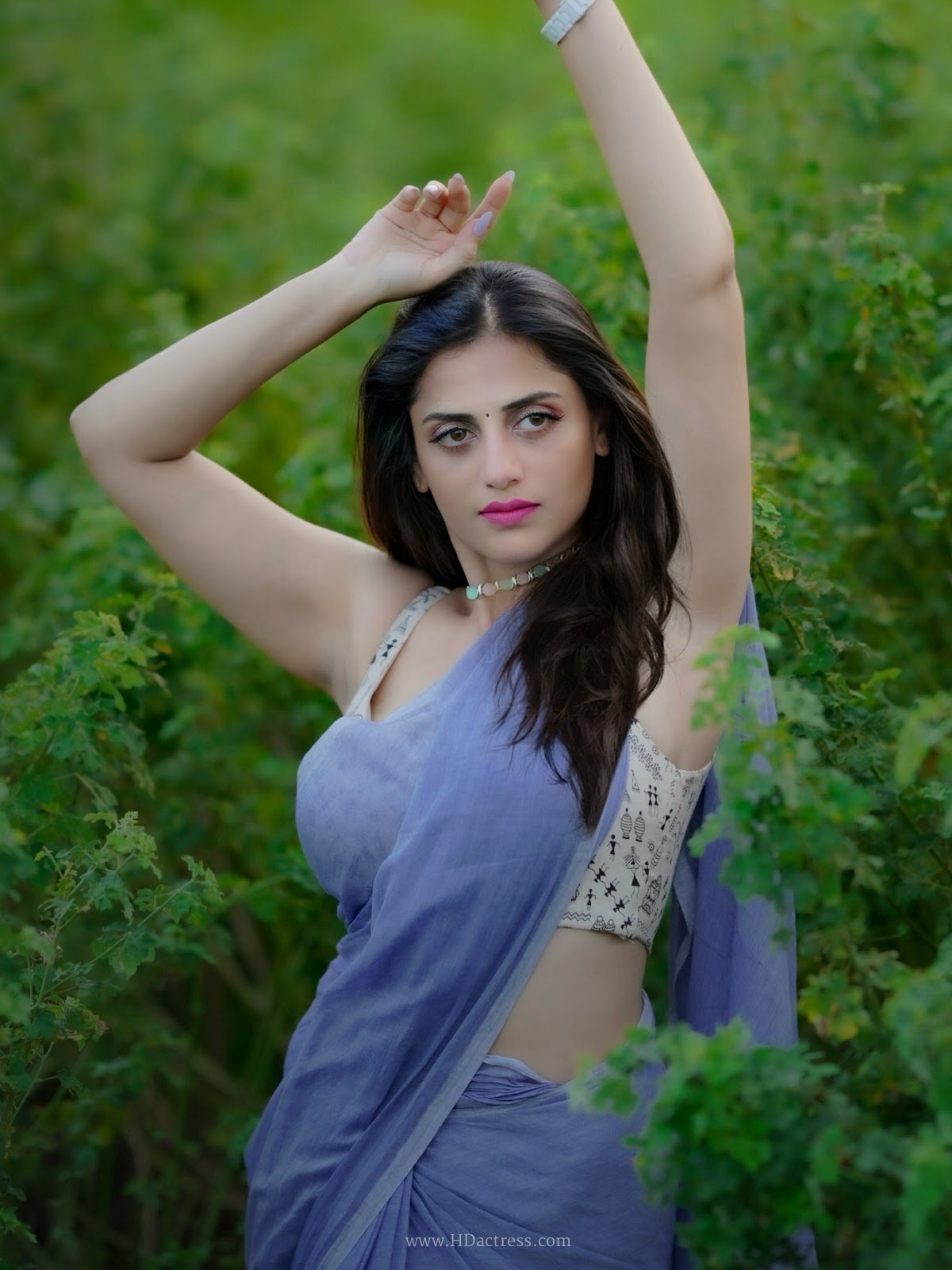 Reshma Vipin Nambiar Lavender Blue Saree Pics