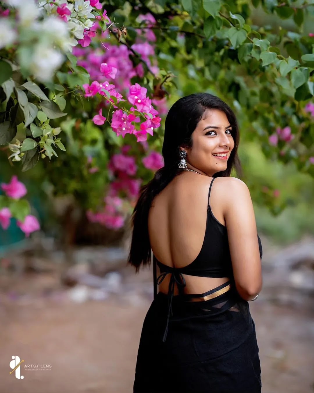 Lathika in minimalist black saree Lathika in minimalist black saree