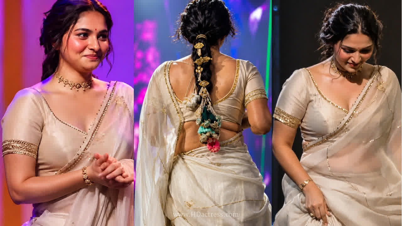 Kayadu Lohar Stunning in White Golden Saree Photos