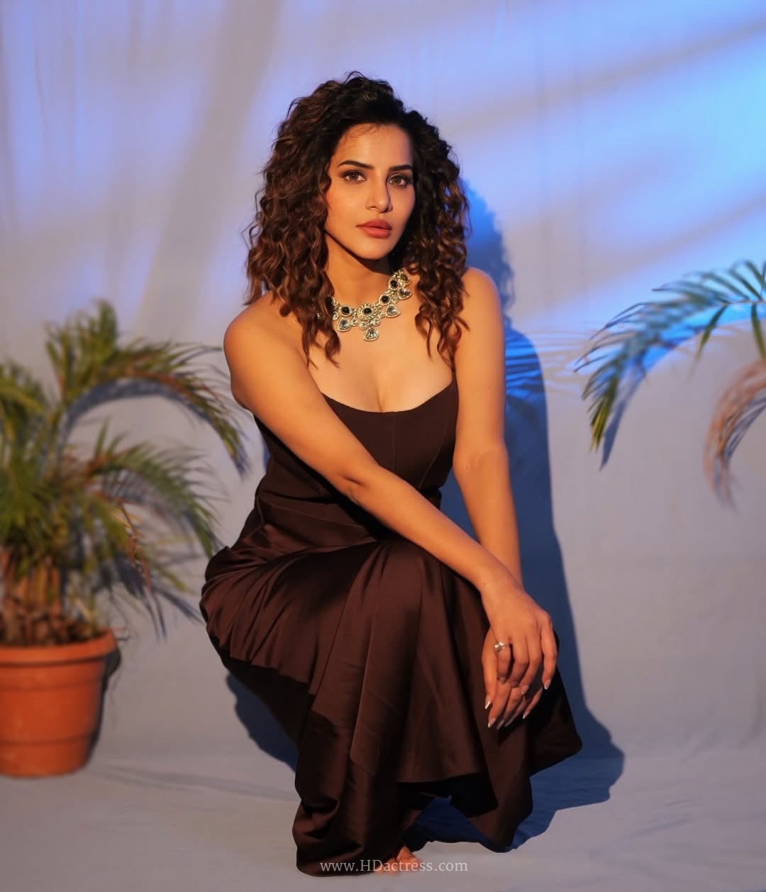 Ashu Reddy Sets Fashion Goals in a Stunning Dark Brown Slip Dress
