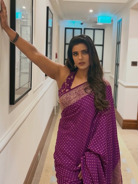 Aishwarya Rajesh Latest Purple Saree Stills