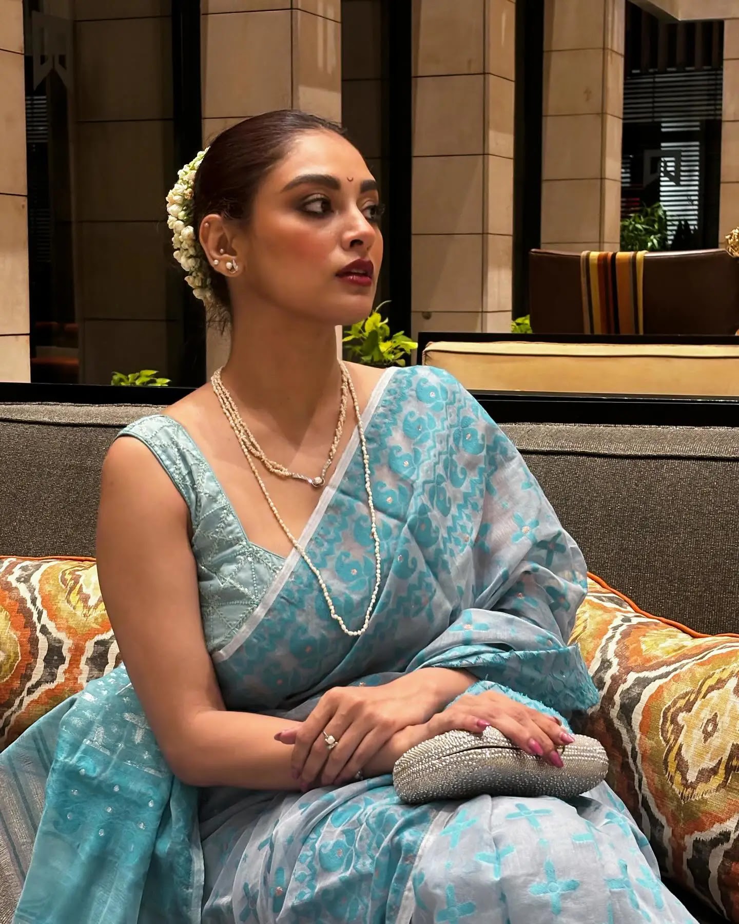 Bengali Actress Bibriti Chatterjee in Blue Saree - Image 1